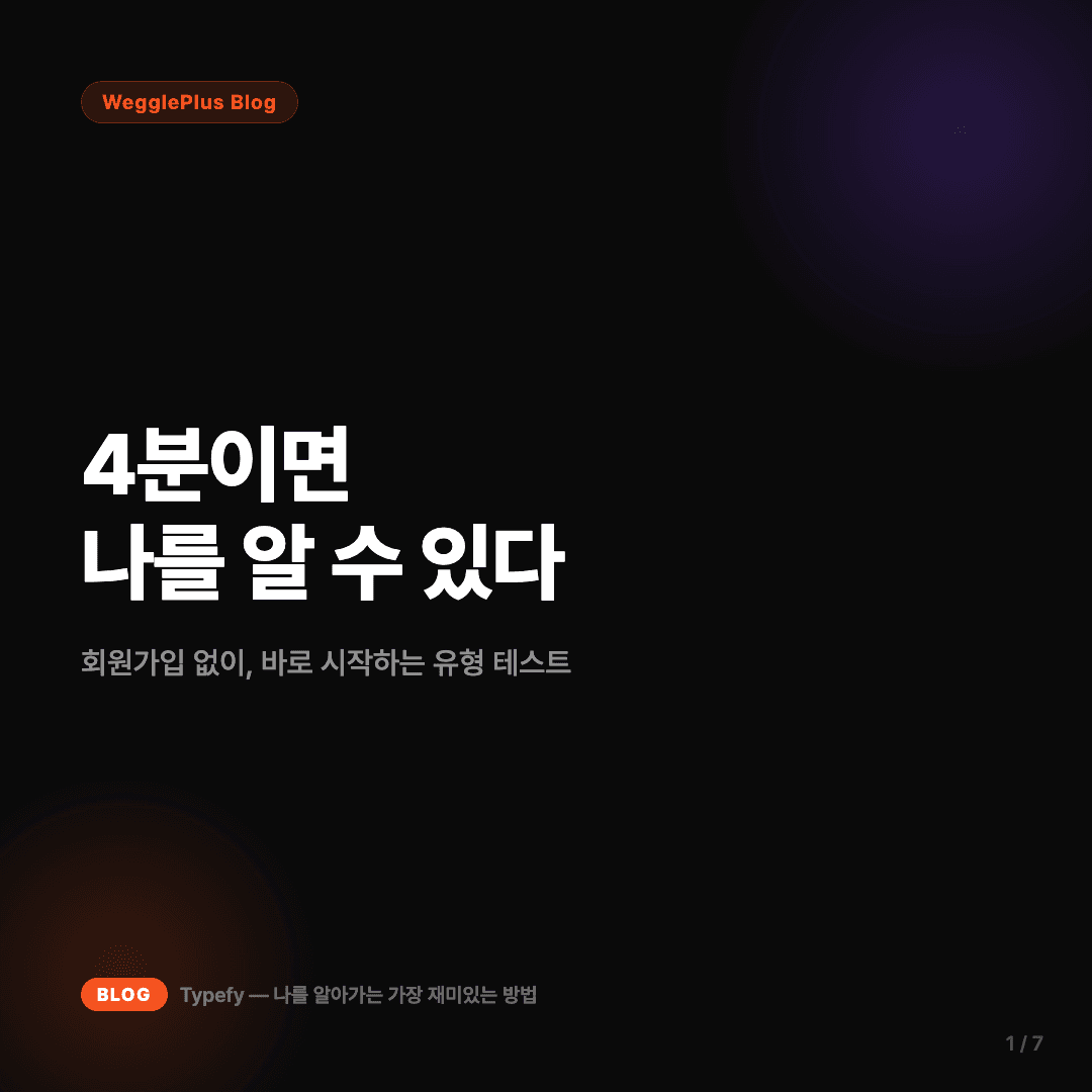 4분이면 나를 알 수 있다 — Typefy 소개 슬라이드 1/7