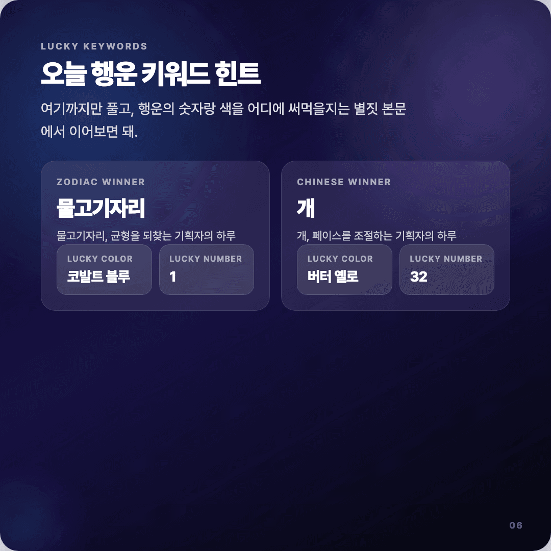 2026-04-14 기획자 운세 카드뉴스 | 오늘 별자리 1위는 물고기자리 슬라이드 6/7