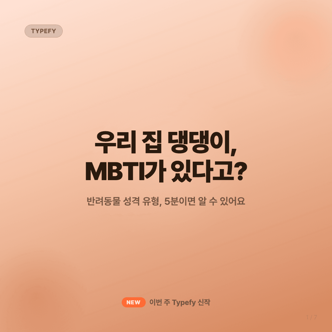 이번 주 Typefy 신작 — 반려동물 MBTI 슬라이드 1/7