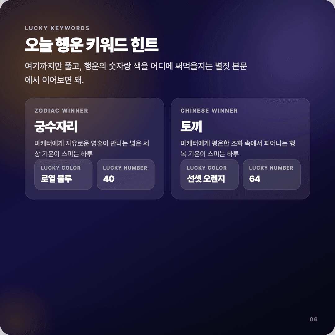 2026-04-11 마케터 운세 카드뉴스 | 오늘 별자리 1위는 궁수자리 슬라이드 6/7